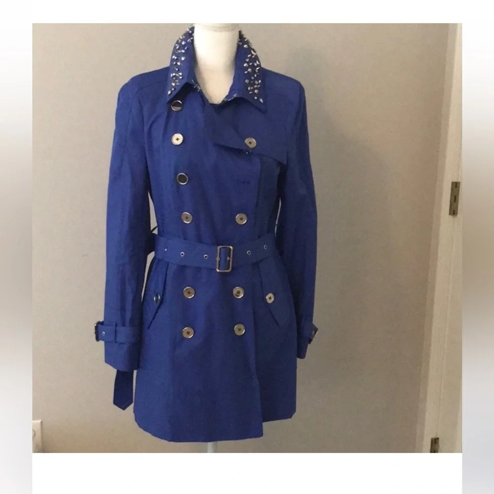Sam Edelman Vibrant Blue Trench Coat - Picture 3 of 8
